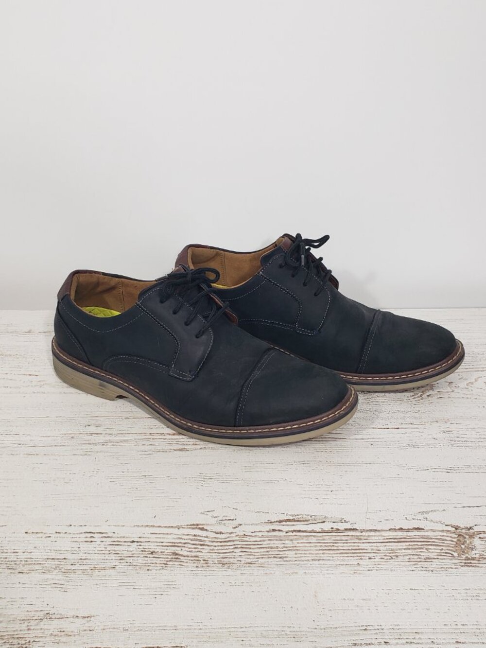 Florsheim  Black Suede Leather  Tie Oxford Loafer Cap Toe  Men's 9.5
